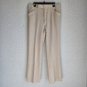 Vtg 70s Haggar Expandomatic Mens 37×33 Pants Comfort Waist Houndstooth Bootcut